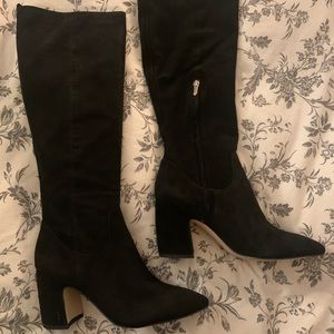 Sam Edelman Black Suede Knee High Boots Size 8.5